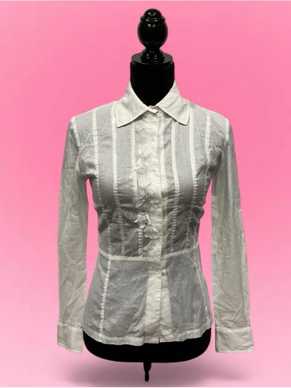 🤍Elegant White Button-Front Collared Blouse